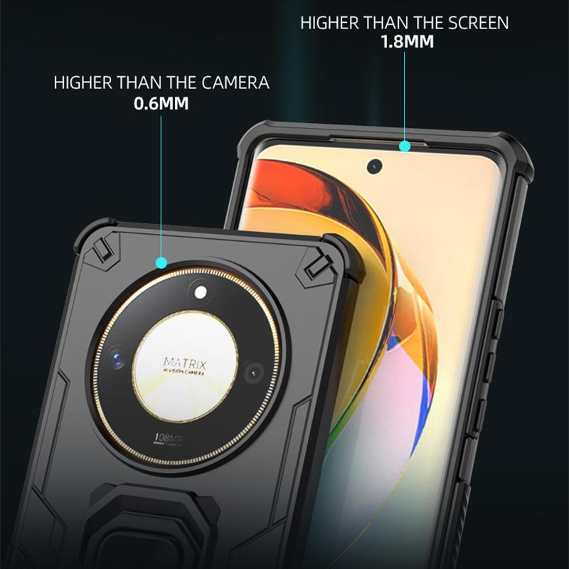 KEYSION Shockproof Armor Case for Honor X9b 5G Silicone+PC Upright Metal Live Ring Stand Phone Cover for Huawei Magic 6 Lite 5G