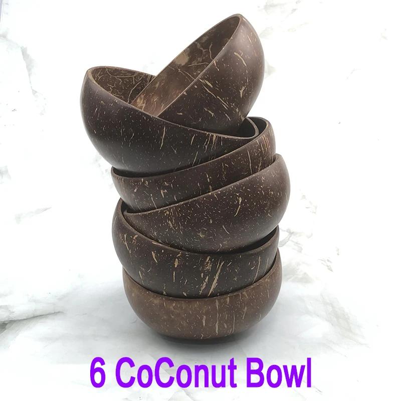 Pure natural coconut wooden bowl spoon kitchenware exquisite craftsmanship rice dessert bowl salad noodle bowl mousse pasta