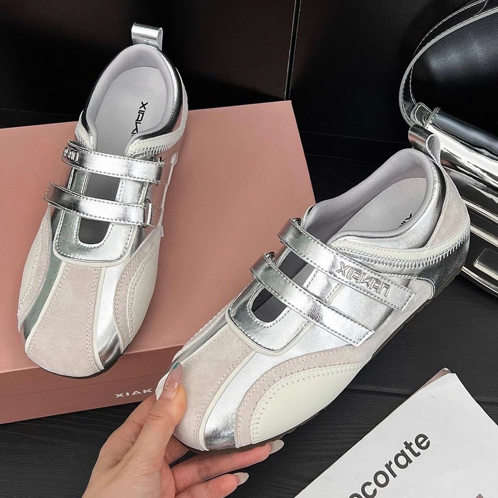 Ruoji's New Inner Height Increase of 3cm Velcro Hollow Sports Mary Jane Shoes Women's Summer Versatile Casual Moral Training Shoes