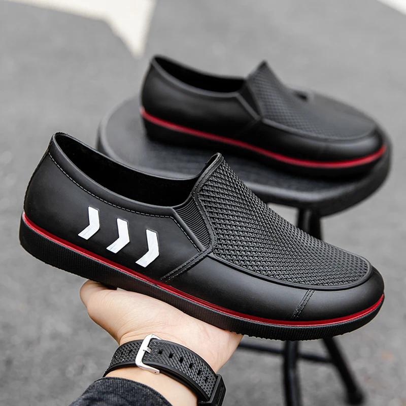 Low-cut Fashionable Waterproof Rain Boots For Men, Adult Construction Site Kitchen Chef Shoes, Wet And Dry Non-slip Rubber Shoes