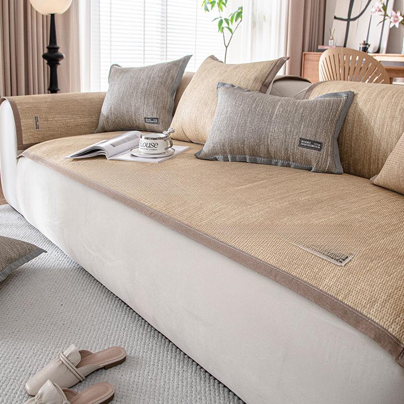 Simple Retro Style Sofa Cushion Seat Cushion for Summer Summer Rattan Mat Small Full Non-Slip Summer Sofa Cover Cloth Backrest Towel