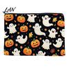 Durable Data Cable Organizer Cosmetic Bag, Halloween Pattern Print Makeup Canvas Cute Storage Bag Zipper Pouch, for Change Washable Pencil Case