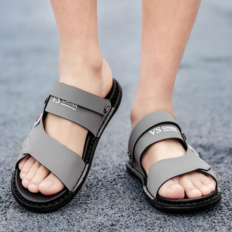 Men's Sandals Summer Outdoor Versatile Trend Beach Sandals Two Wear Men's Casual Shoes One-word Slippers Driving Shoes