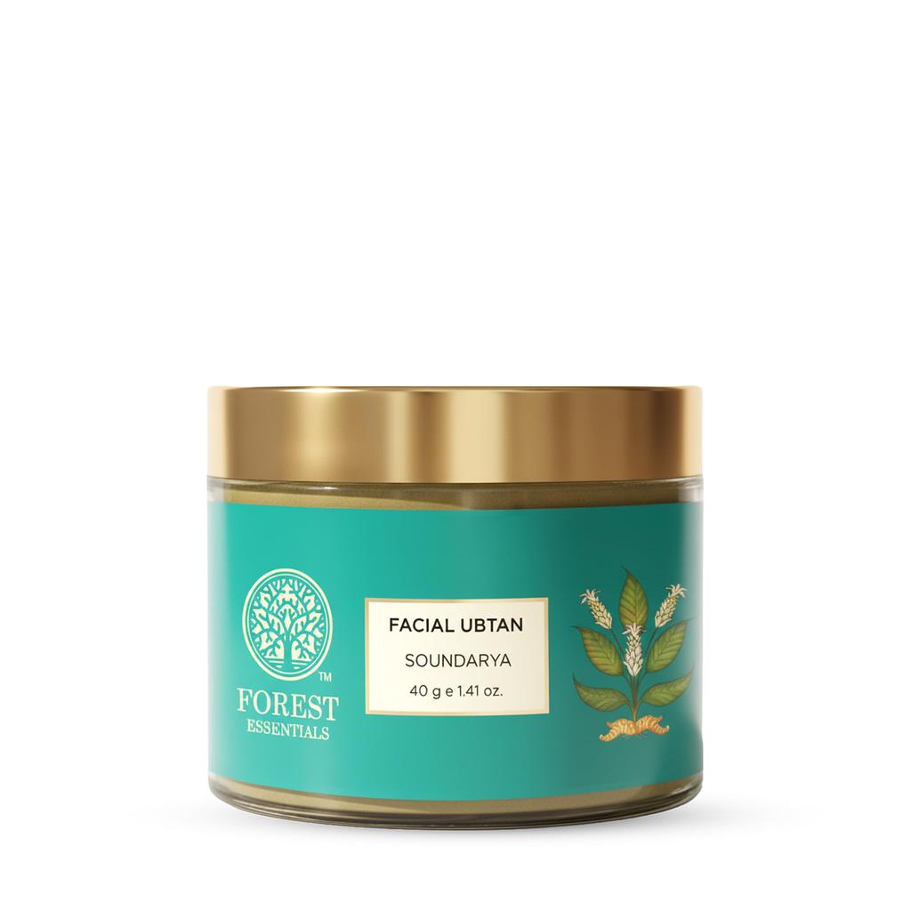 Forest Essentials Facial Ubtan Soundarya | Ayurvedic Brightening Face Scrub | Gentle Exfoliation with Turmeric, Saffron & Rose | For Glowing Skin