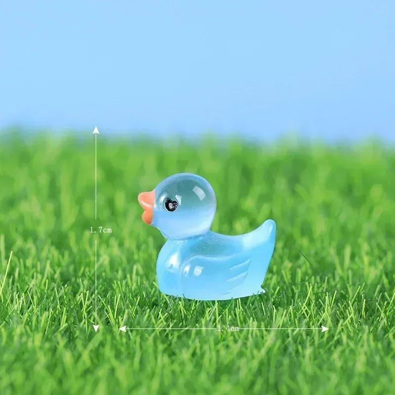 Mini Duck Glow At Night Miniature Figurines Cute Fairy Garden Decoration Luminous Swan Duck Desk Ornaments Dollhouse Crafts DIY