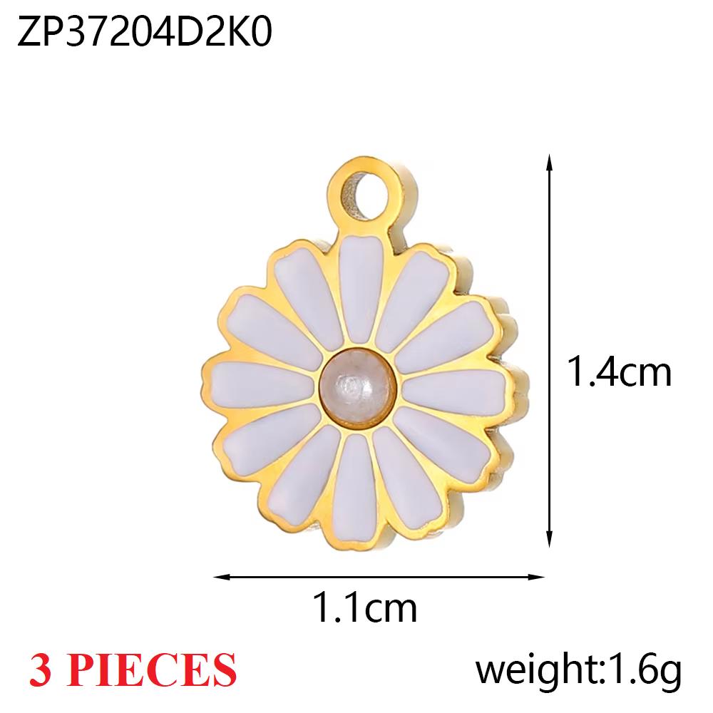 3PCS/LOT CARLIDANA Gold Plated Daisy Flower Pendants, Waterproof Stainless Steel Charms for DIY Necklace Jewelry