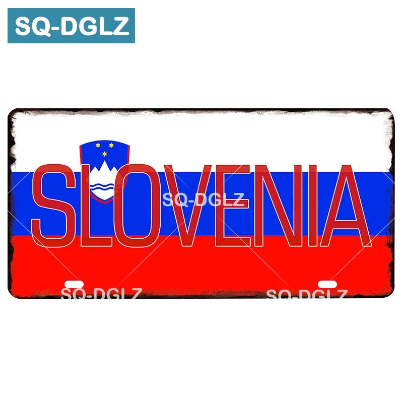 Custom National Flag License Plate Bar Wall Decoration Tin Sign Country Metal Sign Home Decor Painting Plaques Poster