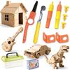 DIY Handmade Products Kit 150PCS with Safe Cutter Tool Box STEM Learning Creative Building Playhouse for Kids Wood Craft