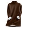 Women's Fashion Solid Color High Neck Casual Cute Fleece Long Sleeve Warm Top