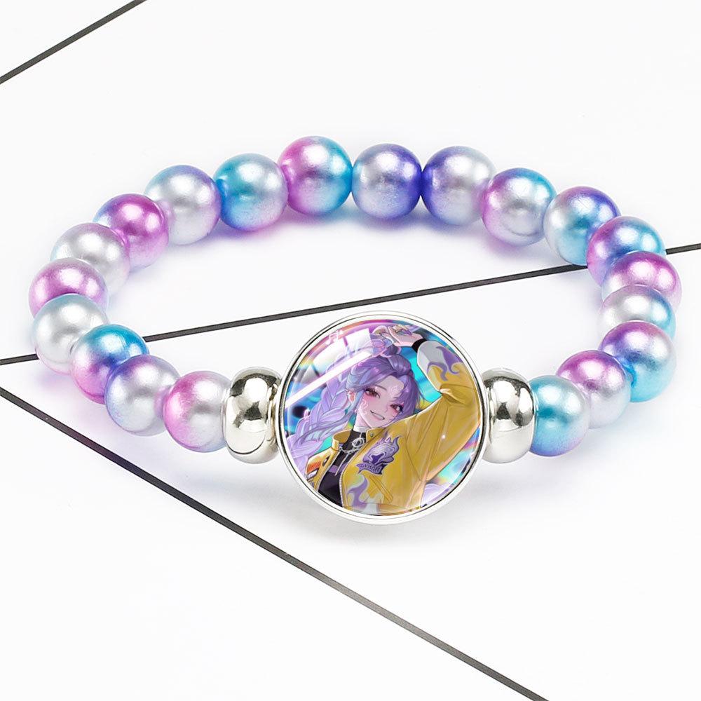 Gradual Change Beaded Bracelet Rumi Zoey Mira Embedded Crystal Bracelet Hidden Buckle Removable Elastic Jewelry