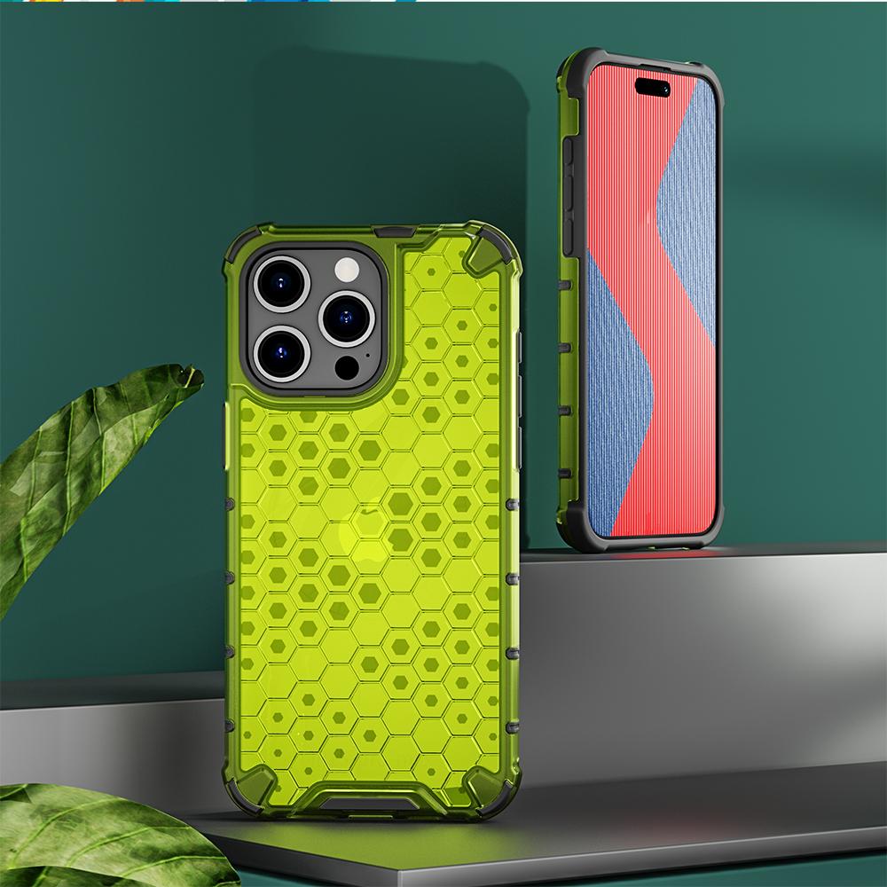 KEYSION Stoßfeste Rüstungshülle für iPhone 15 Pro 15 Ultra Silikon + PC Honeycomb Phone Back Cover für iPhone 15 Plus