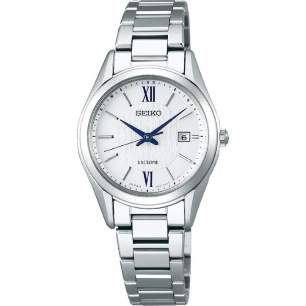 

SEIKO [Часы с радиоуправлением на солнечной батарее] EXCELINE EXCELINE Pair Тонкая модель на солнечной батарее с радиоуправлением SWCW145 Белый Серебристый [Подлинный продукт]