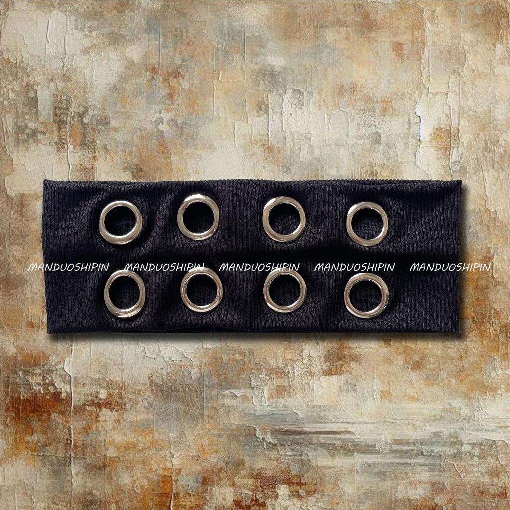 Anello Metallo Punk Ampia Fascia per Capelli - Elastica Stile Rock Retro
