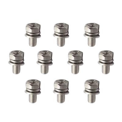 10pcs/Set M6x12 Scooter Battery Terminal Bolt Hexagonal Screw Silver Stainless Steel