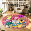 Round Rug Custom NameAdventure Time Pattern Non Slip Carpet Home Floor Decor