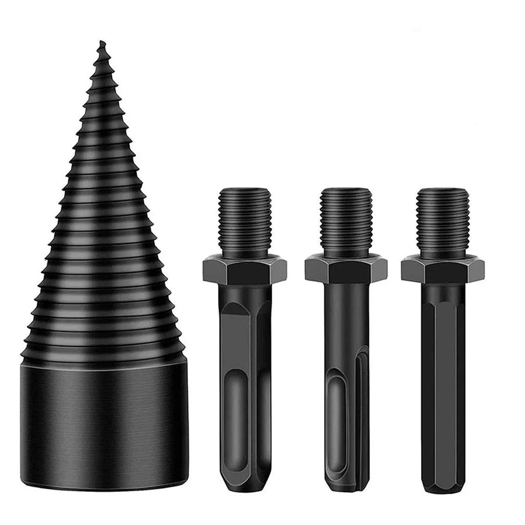 Wood Splitter Drill Bit Cone Splitter 85mm with Deep Spiral and Three Handles for Enhanced Wood Splitting Efficiency