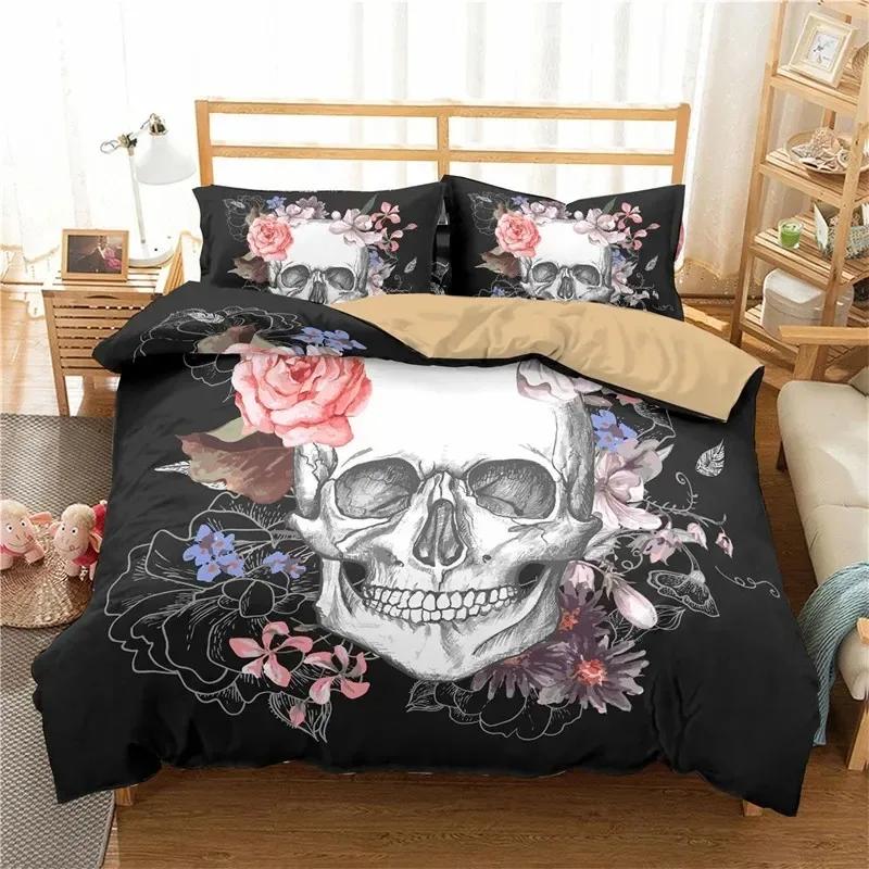 3D Printed Gothic Skull Bedding Set Duvet Cover Bedroom Comforter Covers Single Twin King Size Quilt Cover Home Textile