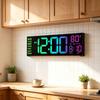 Wall Mounted Digital Clock with Large LED Numerals, Multi-Color Changing Display, Remote Control, Adjustable Brightness for Home Wall