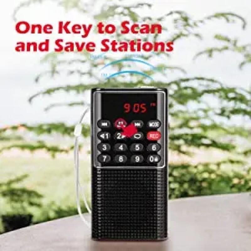 Mini Portable Pocket FM Radio Handheld MP3 Walkman with Recorder Rechargeable 500mAh Battery for Hiking Walking Camping