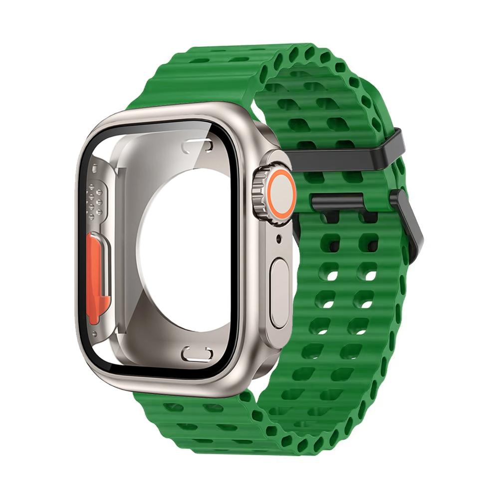 Ocean Silicone Strap+PC Case For Apple Watch Band  Series 11 10 46mm Metal Buckle Sports Bracelet Wristband iWatch 9 8 7 6 5 SE