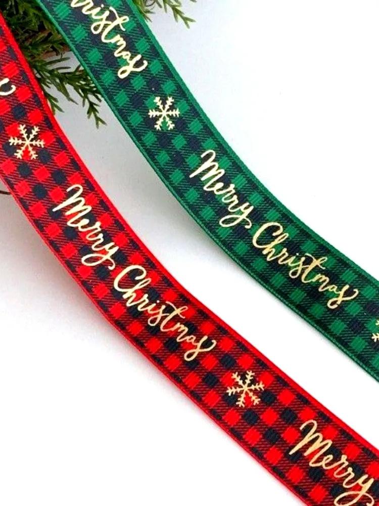 DIY Christmas Gold Foil Checkered Decorative Ribbons