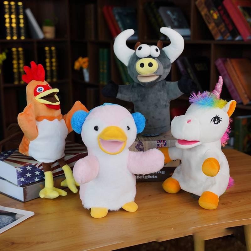 Plush Unicorn Toy Cartoon Animal Hand Puppet Parentchild Interact Birthday Gift