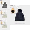 Knitted Winter Hat For Women With Solid Color Design And Plush Ball Decoration
