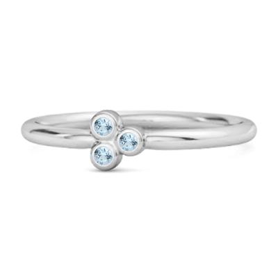 Blue Topaz Triple Bezel Cluster Ring - 925 Sterling Silver