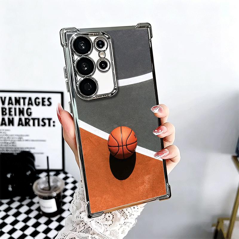 

Basketball Basket Sports Plating Phone Case For Samsung Galaxy S24 S25 FE S26 Edge S23 Ultra S22 S21 Plus S20 Anti-Fall Airabag Samsung S24 FE