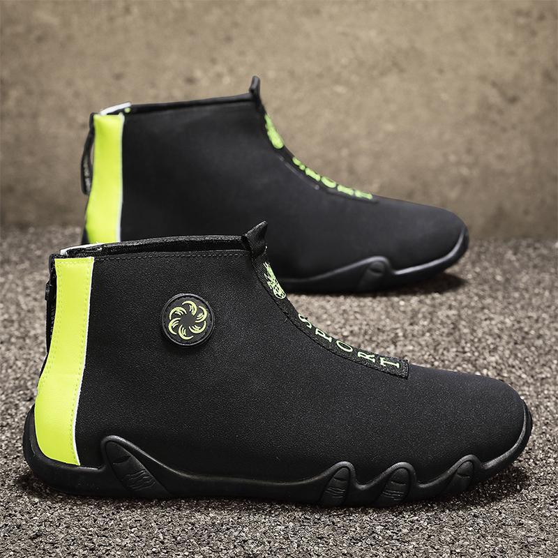 

One-pedal men s shoes autumn trend rear zipper flash wear casual beanie shoes non-slip thin-soled driving shoes 44 чорний