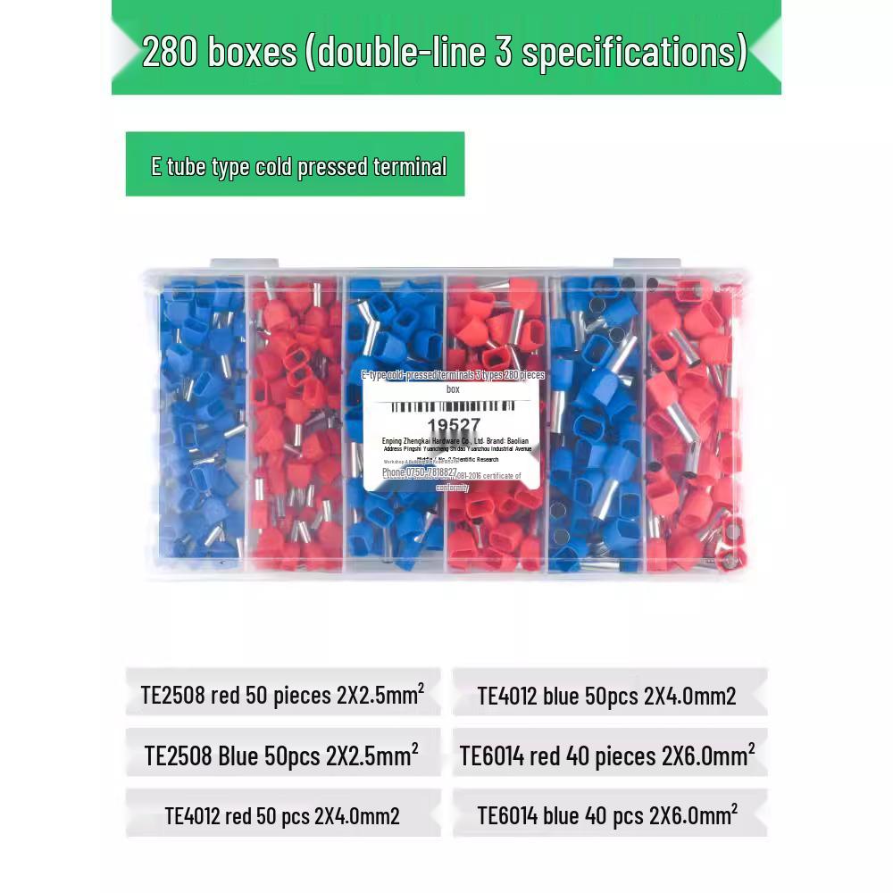 Cold-Pressed Wire Terminal Set with Tube & Pin-Type Copper Connector Crimping Pliers