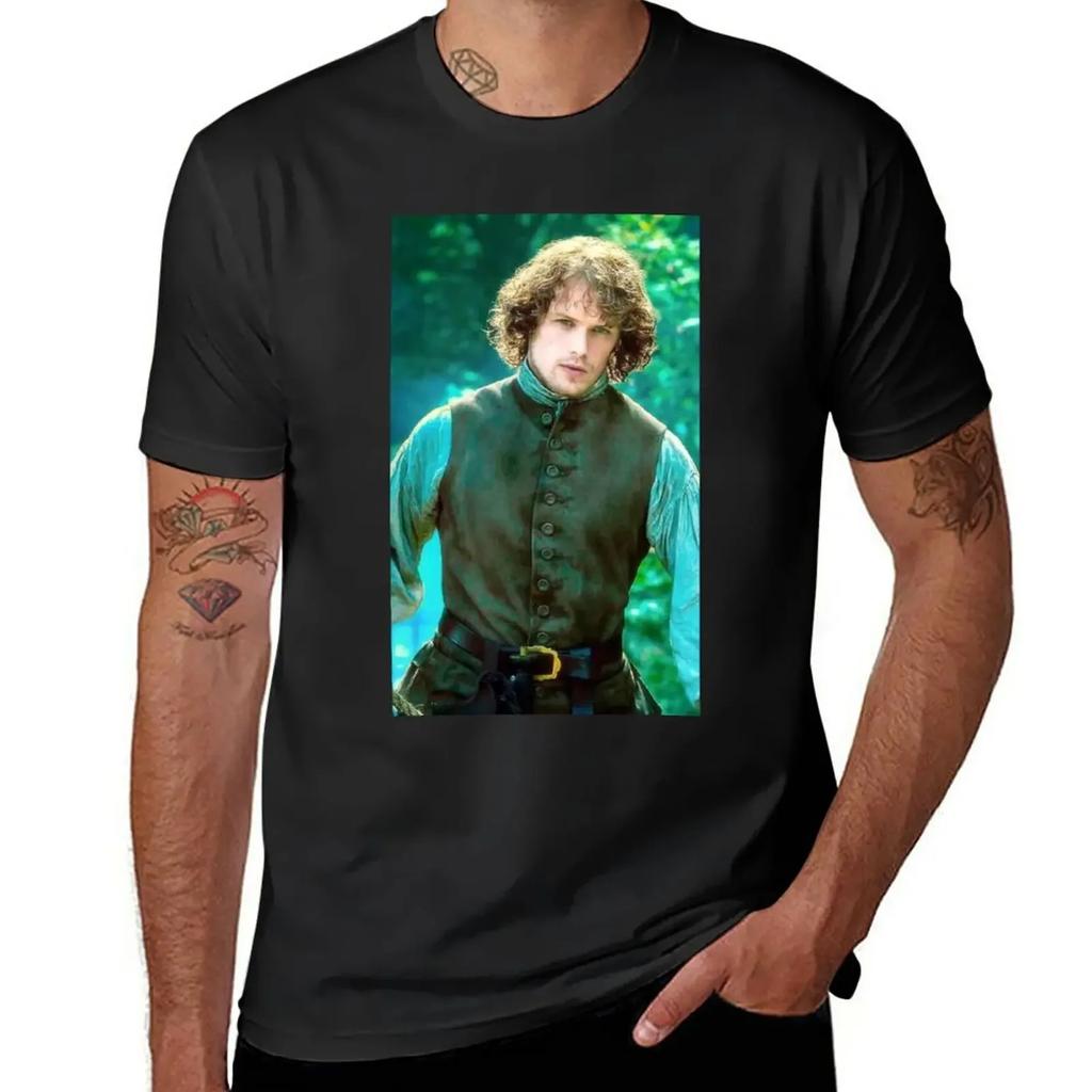 Sam Heughan T-shirt nieuwe editie schattige tops Koreaanse mode t-shirts voor mannen pak