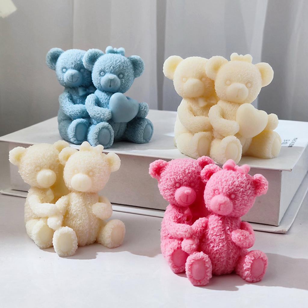 Epoxy Handmade Soap Mold Lovers Bear Decoration Candle Mold for DIY Decoration Making Soap Candle Melt Resin Clay
