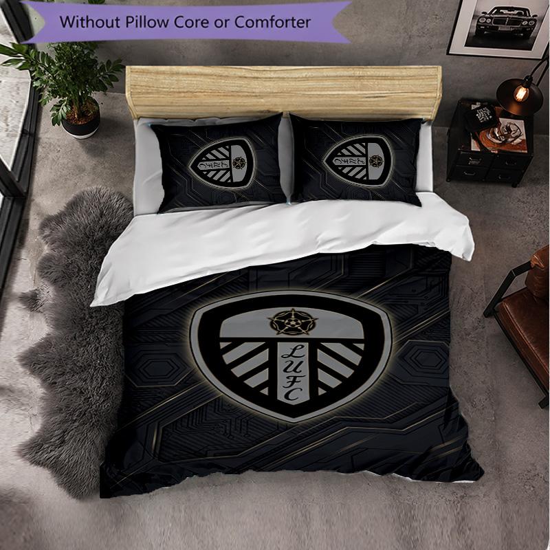 Biancheria da letto a tema Leeds United Set 3 Pezzi Copripiumino Biancheria da letto Decorativa Per Camera Adolescenti Decorazione Casa