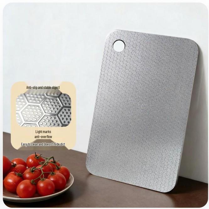 Planche à découper antibactérienne en titane et acier inoxydable - Résistante aux moisissures, planche à découper de cuisine de qualité médicale.