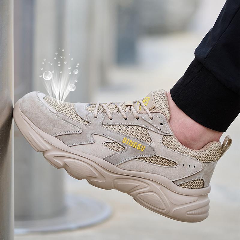 Oulylan Men'S Safety Work Boots Steel Toe Anti-Puncture Breathable Summer Anti-Slip Lightweight Comfortable Labor Protection Sho