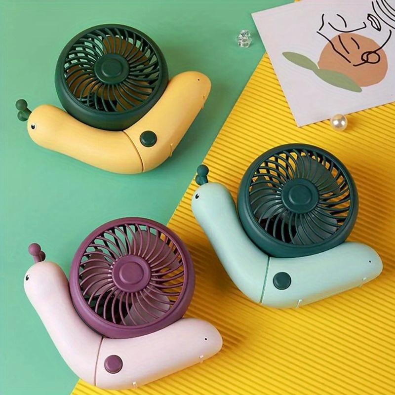 1pc Creative Portable Mini Fan Silent Strong Wind Foldable Cartoon Snail Desktop Office Handheld Cooling Fan