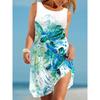 Beach Vacation Turtle Print Sleeveless Tank Dress