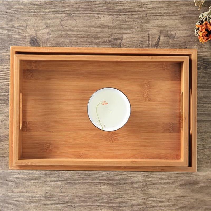 Trays Rectangular Bamboo Trays with Handles for Breakfast Dinner