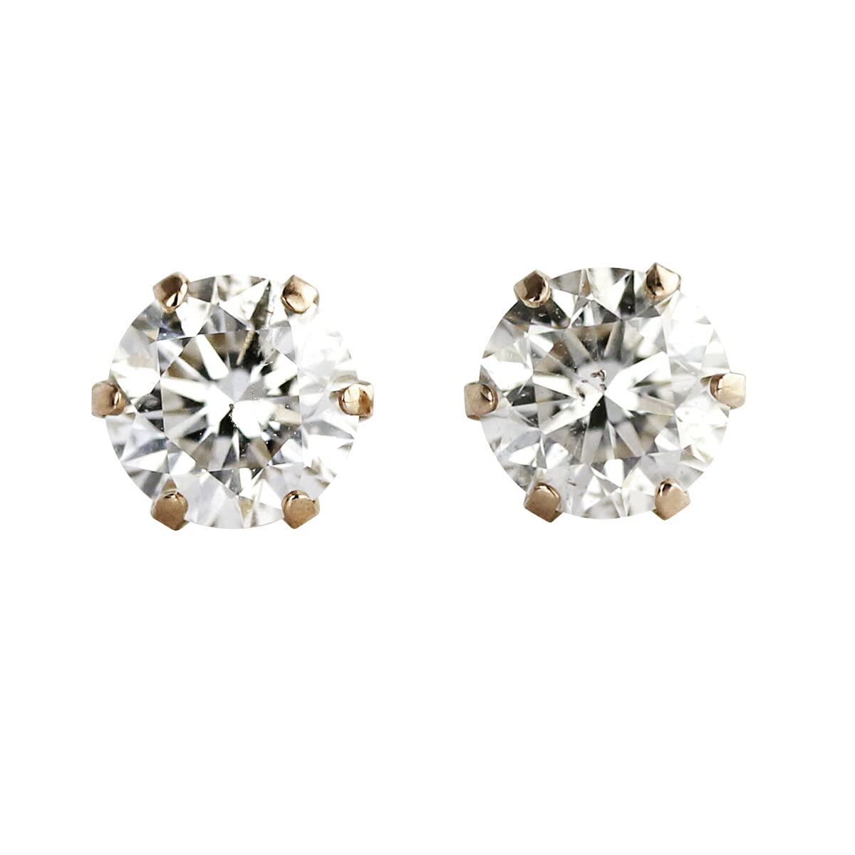 

Jewelry K18PG Diamond Earrings Single x Total For Both Ears Pink Gold 6 Prongs FG Color Colorless Transparent [Diamond World] Women s 0.25ct 0.25ct