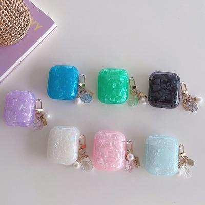 For Airpods Pro Case Colorful Shell Pearl Pendant Keychain For Apple Airpods 1 2 3 Soft Cases Bluetooth Earphone Protective Bags