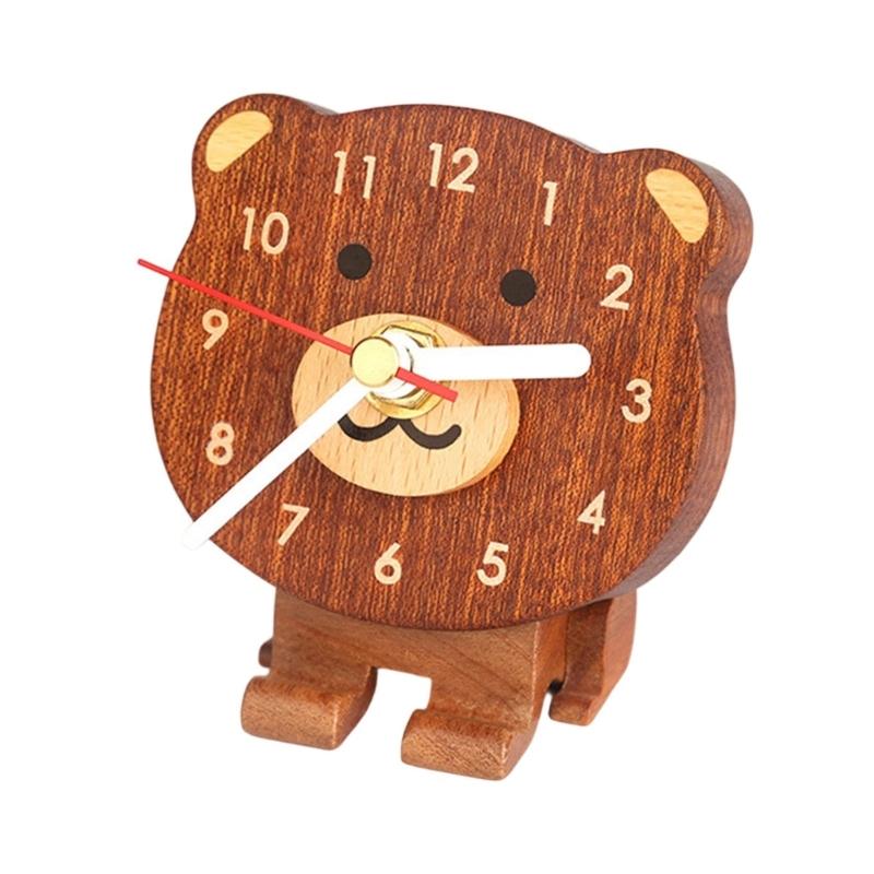 Elegant Solid Wood Clock Small Size and Cartoon Designing For Quiet Home Decoration Quiet Mechanism