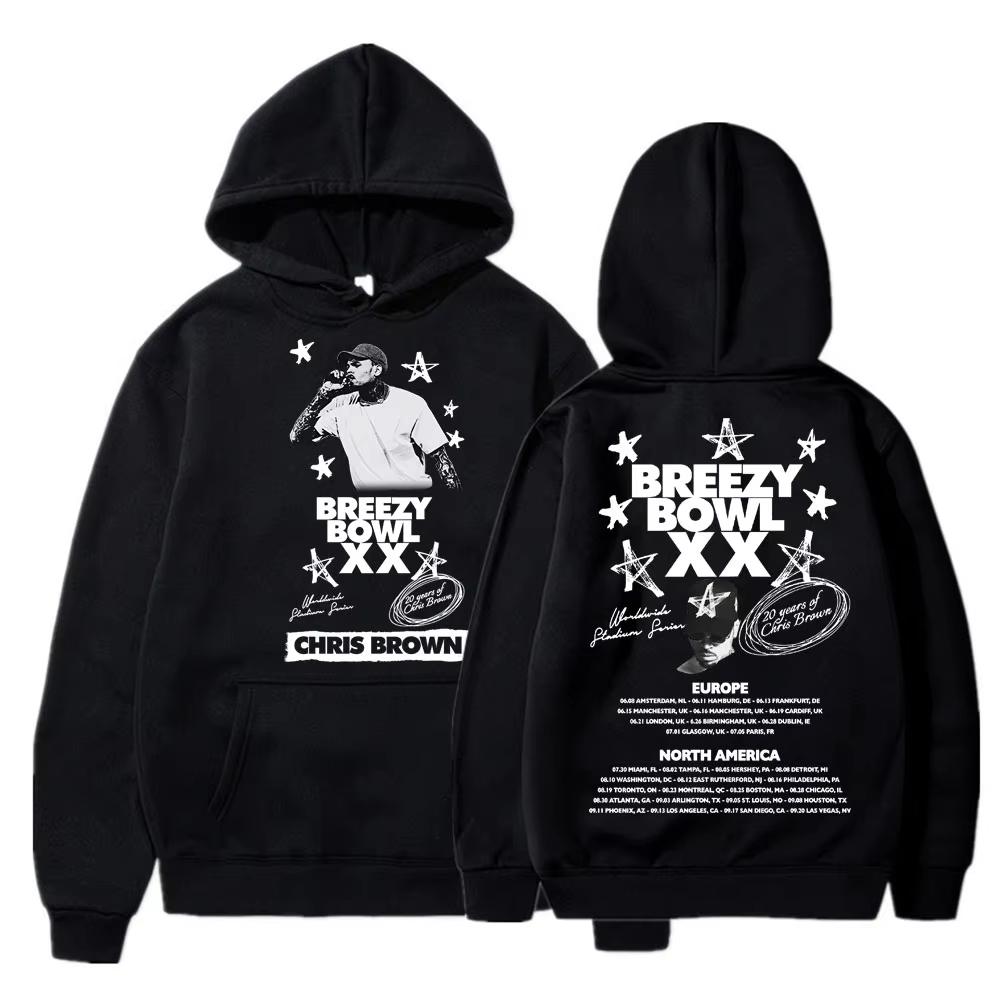 Men's Chris Brown Micro Bowl Hoodie Hip-Hop Oversized Streetwear Hooded Sweatshirt 2026 Comfortable Warm Gift Outfit