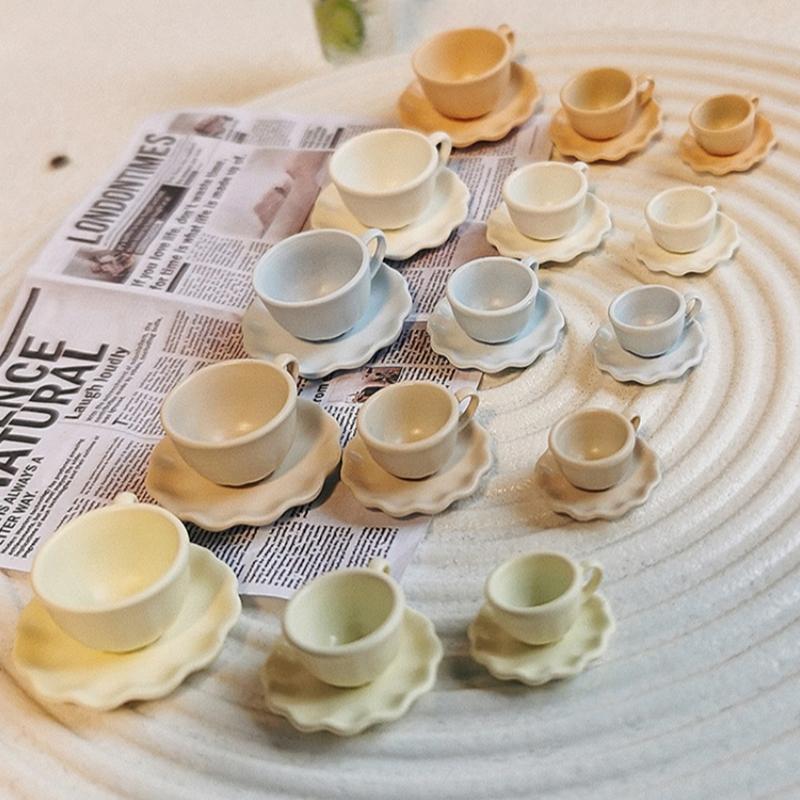 2Pcs Mini Cup Drinks Model Toys Miniature Dollhouse Dessert Latte Coffee Mug Dish Set Doll Accessories Kids Gift