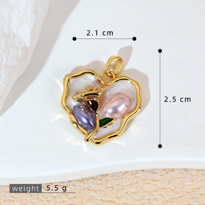 Multi Style Flower Charms For Jewelry Making Brass Gold-Plated Oil Drop Pendant Diy Jewelry Material