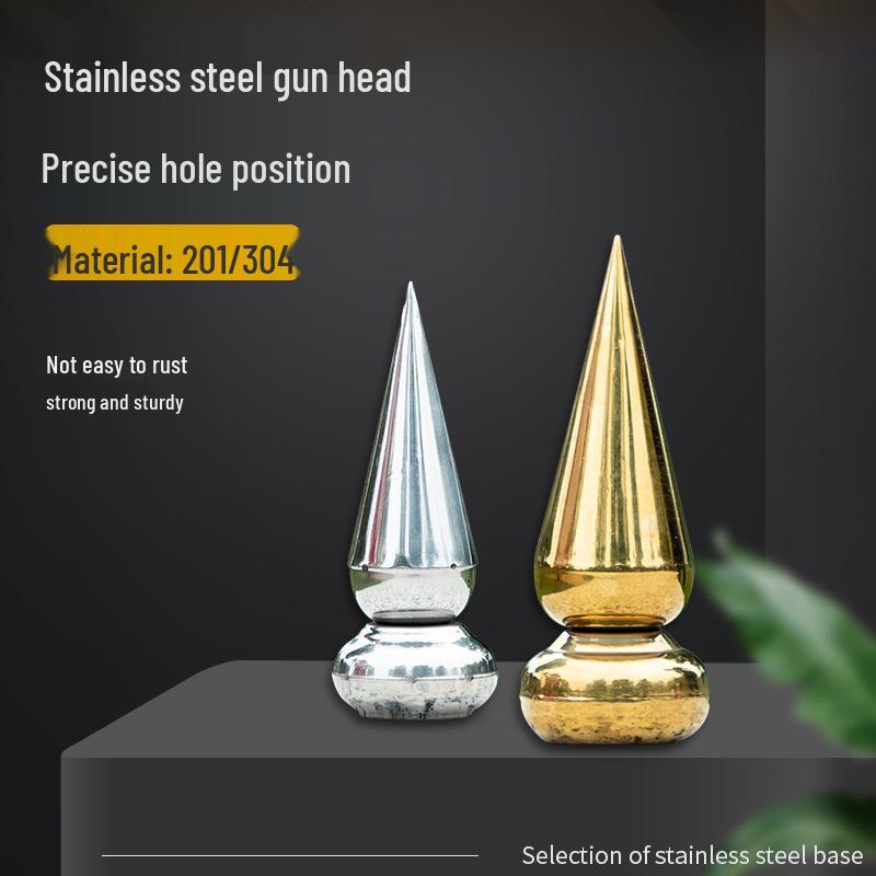 Anti-Theft Stainless Steel Conical Spearhead Fence Decoration for Courtyard Gates, 201/304 Grade.