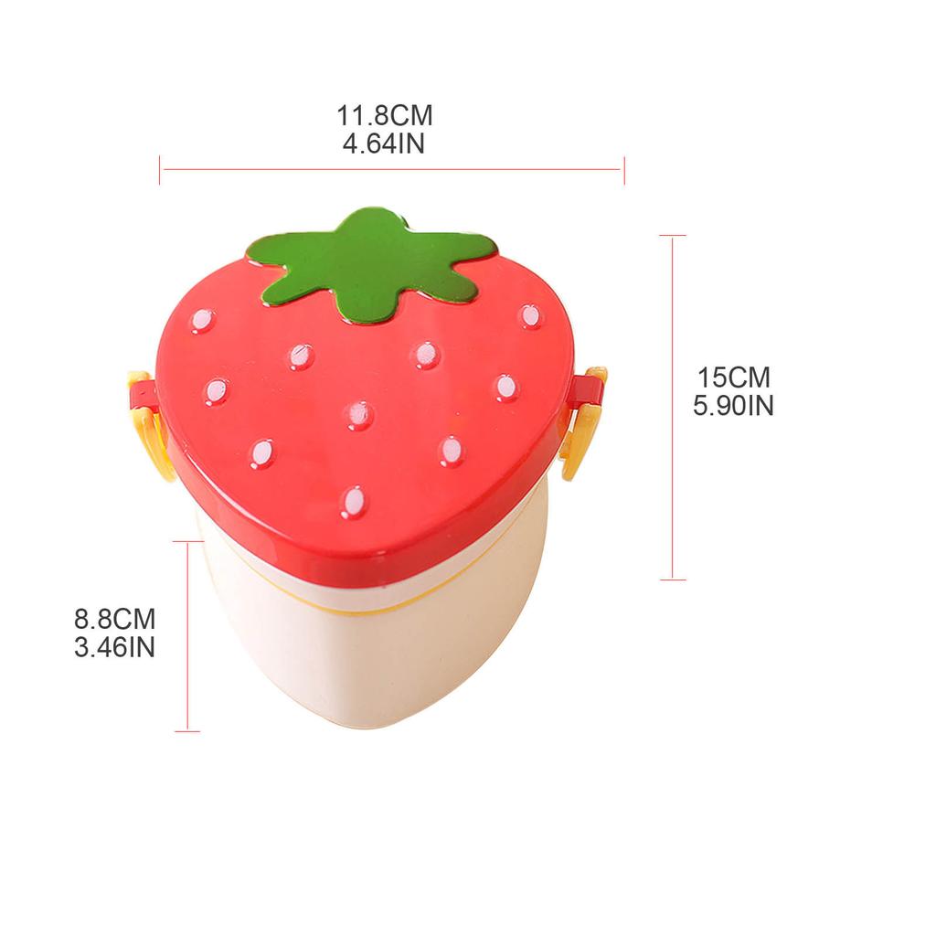 Bento Pranzo Scatola Doppio Strato Forma Fragola Contenitori Cibo con Posate Bambini