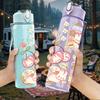 1PC Soft Pink Floral Girl Print 750ml Color Plastic Sports Water Bottle Leakproof Flip Straw Lid Suitable for Sports Office Home Use