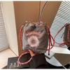 Eco-friendly shopping bag cute cloth bag embroidered flower donut girl handbag oblique span tote bag