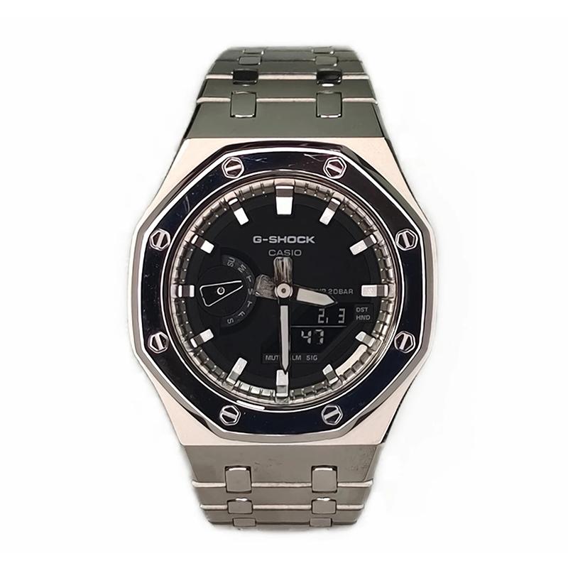 

CASIO Men Liquid Crystal,Analog Dual Display Series Black Watch GA-2100SKE-7A(Watch3--)